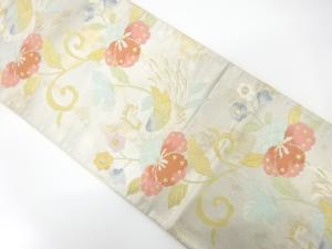 アンティーク　花鳥更紗模様織り出し袋帯（材料）